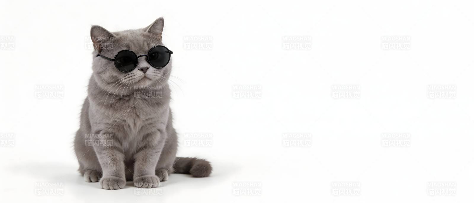 戴墨镜的酷灰猫图片