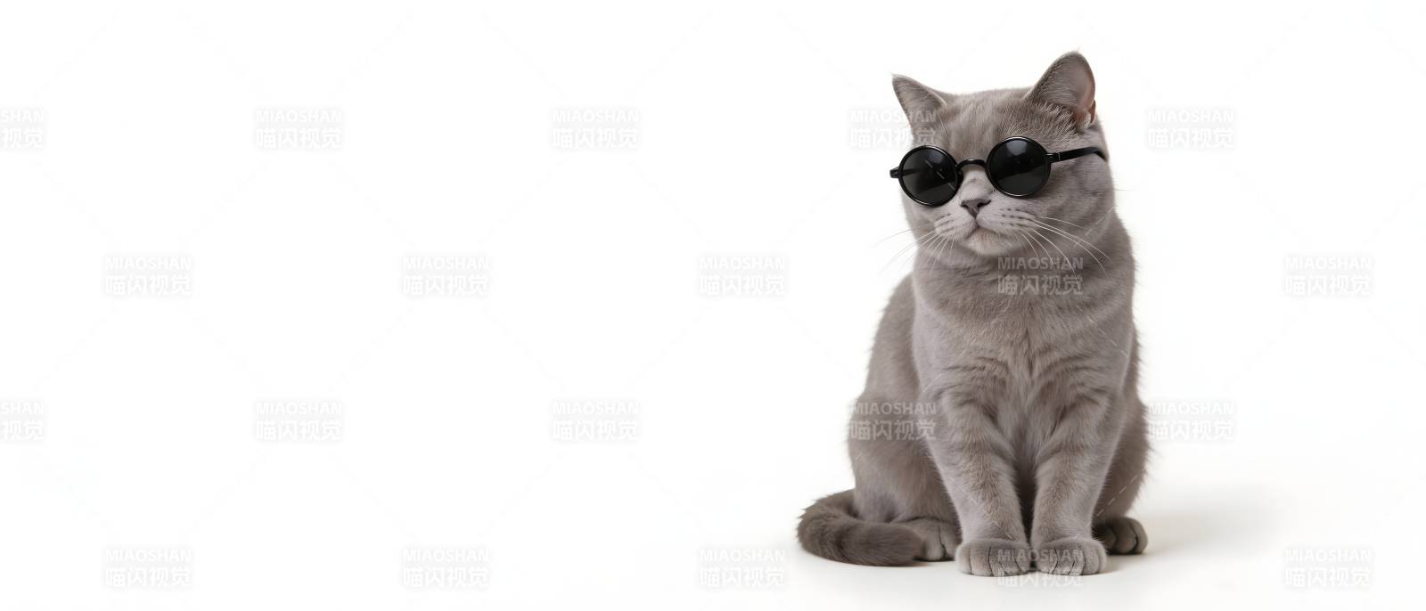戴墨镜的酷灰猫图片