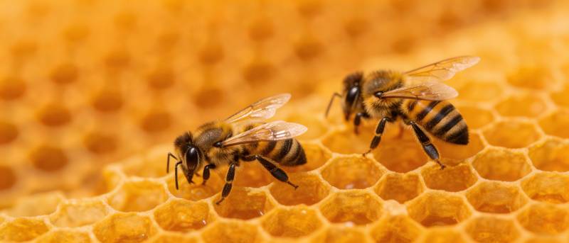蜂巢上的两只蜜蜂图片