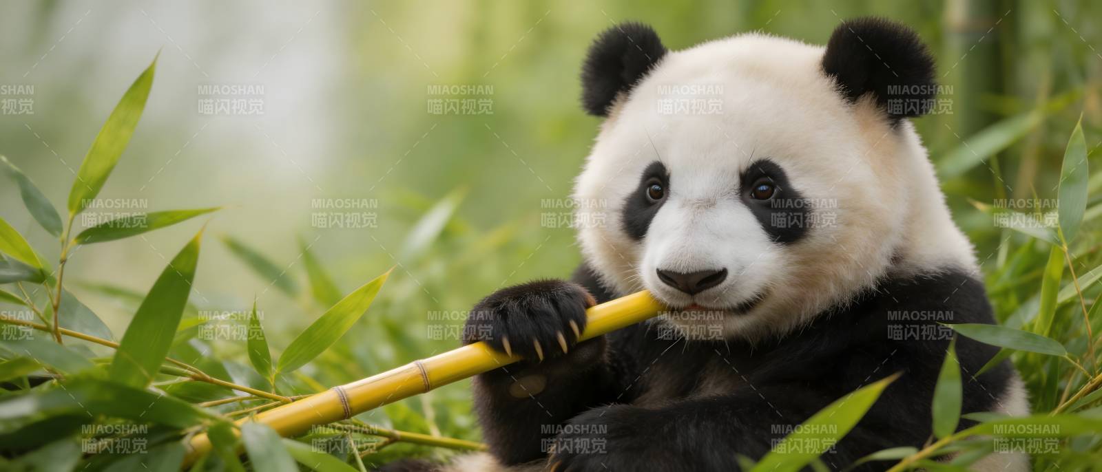 熊猫啃竹 萌态十足图片