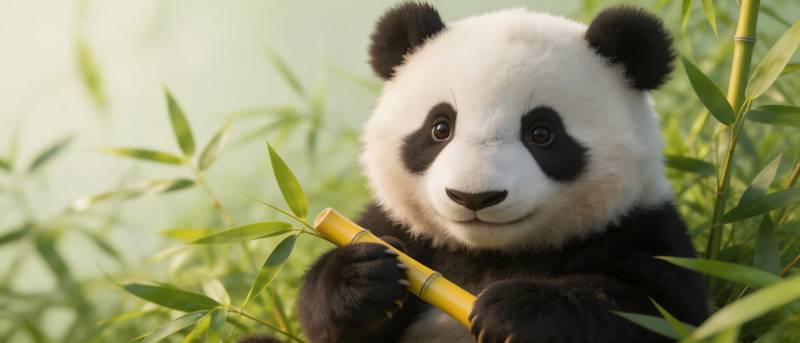 熊猫抱竹 萌态可掬图片