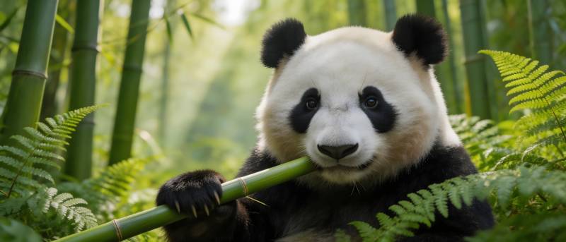 熊猫啃竹 绿意盎然图片