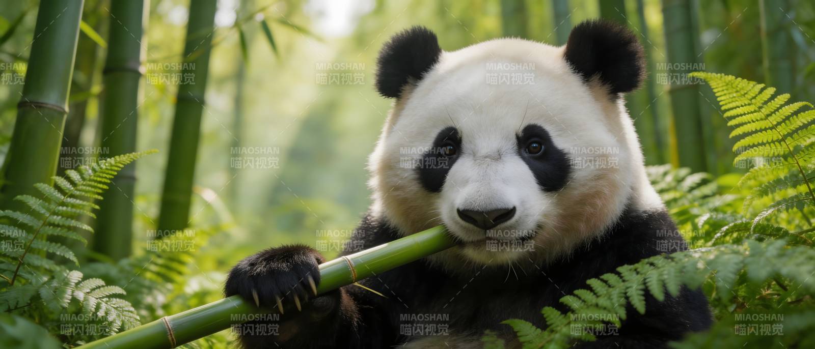 熊猫啃竹 绿意盎然图片
