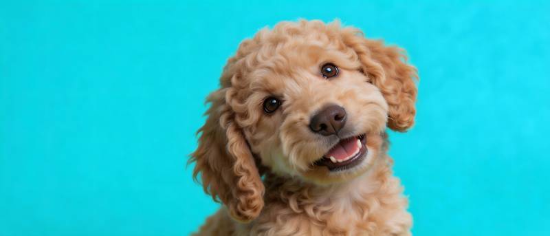 萌犬微笑 蓝底超可爱图片