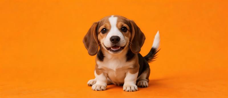 橙底萌犬 笑靥如花图片