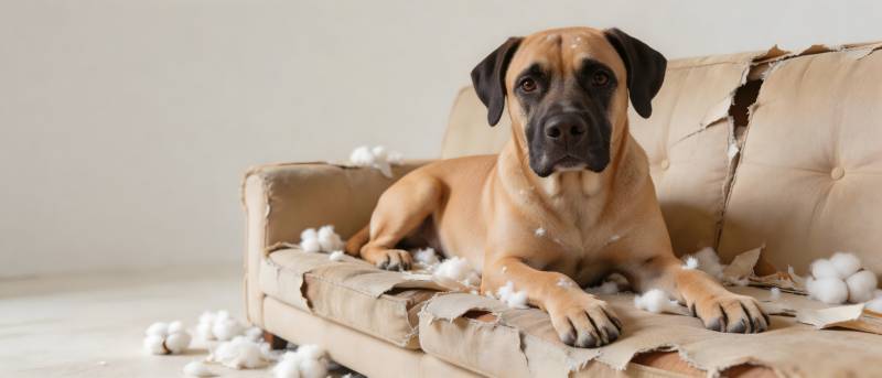 狗拆沙发 棉花满天飞图片