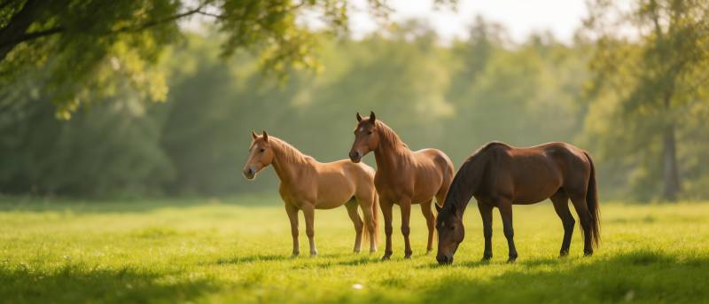 三马绿野悠然吃草图片