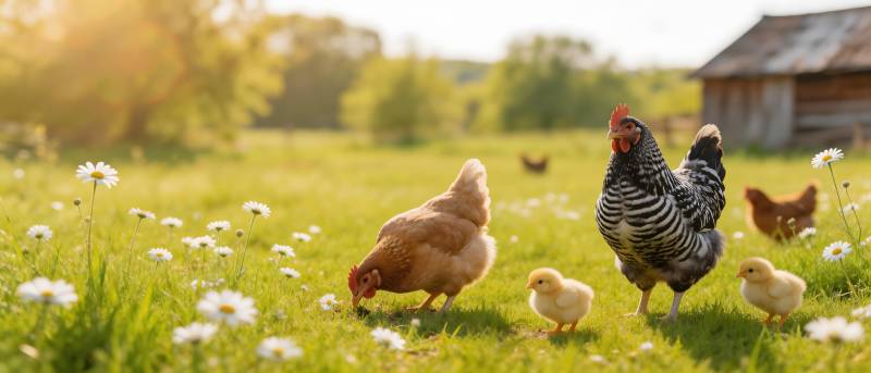田园鸡群觅食图图片