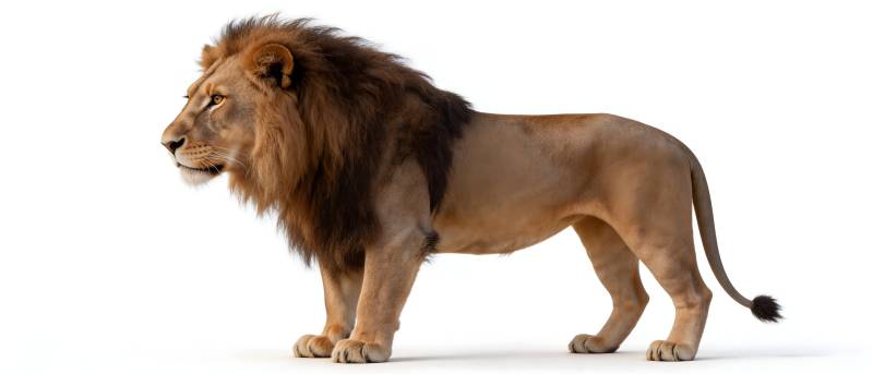 雄狮侧立 鬃毛威武图片