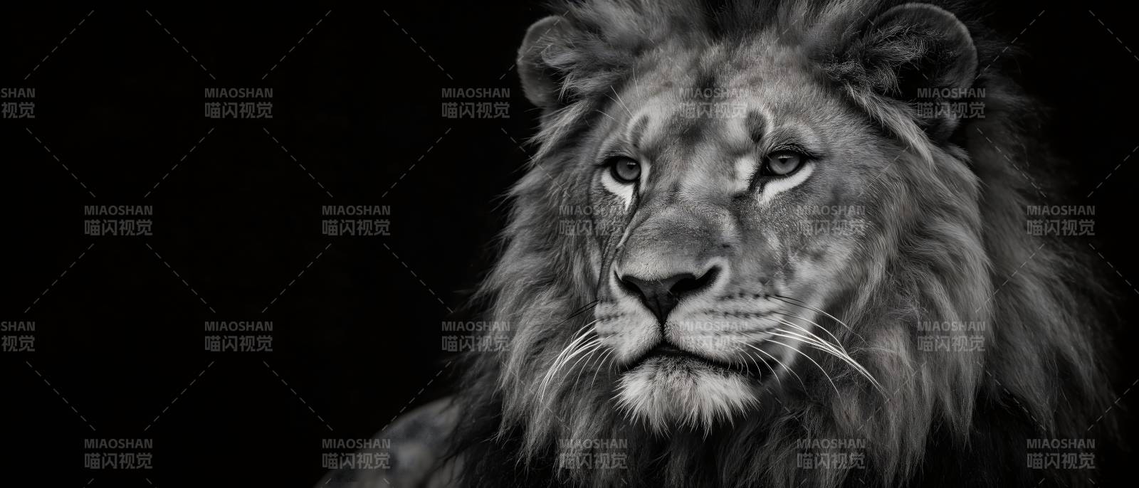 雄狮凝视 黑白王者风范图片