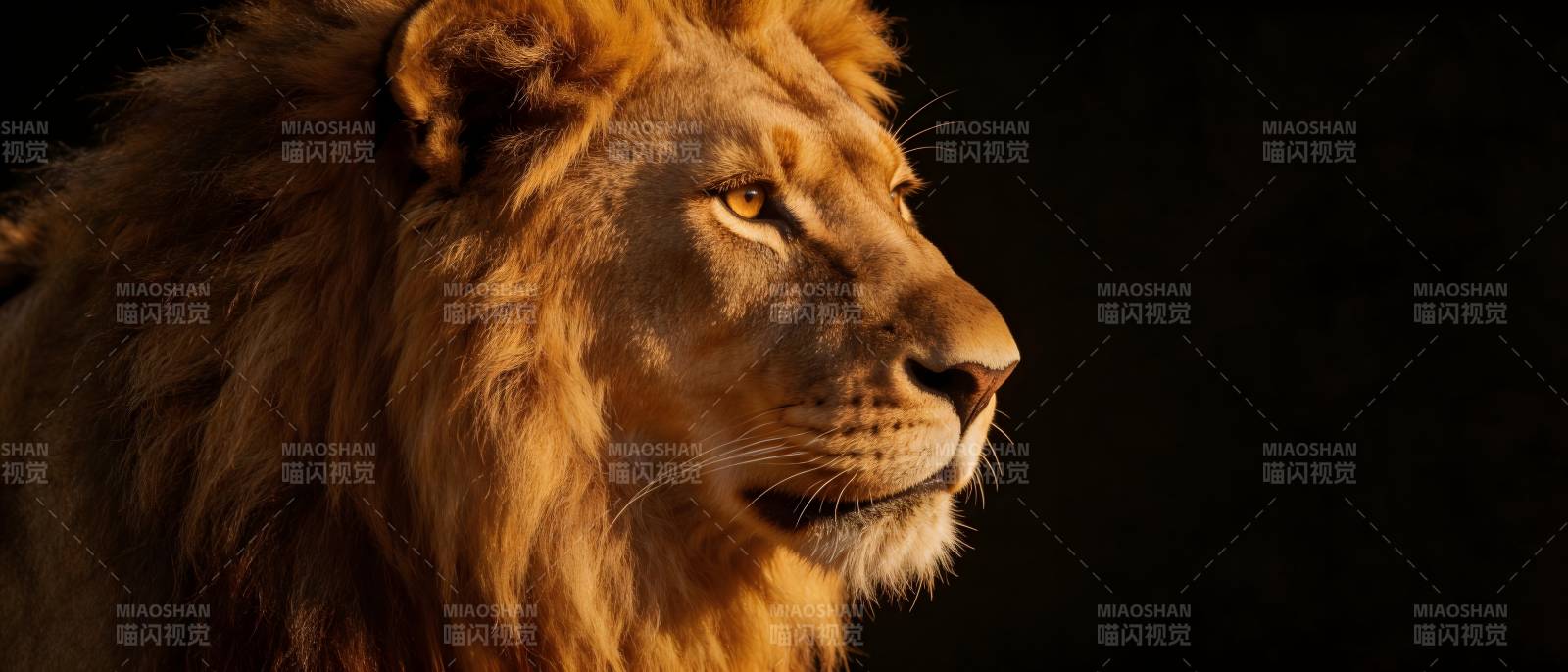 雄狮侧影 金光耀目图片