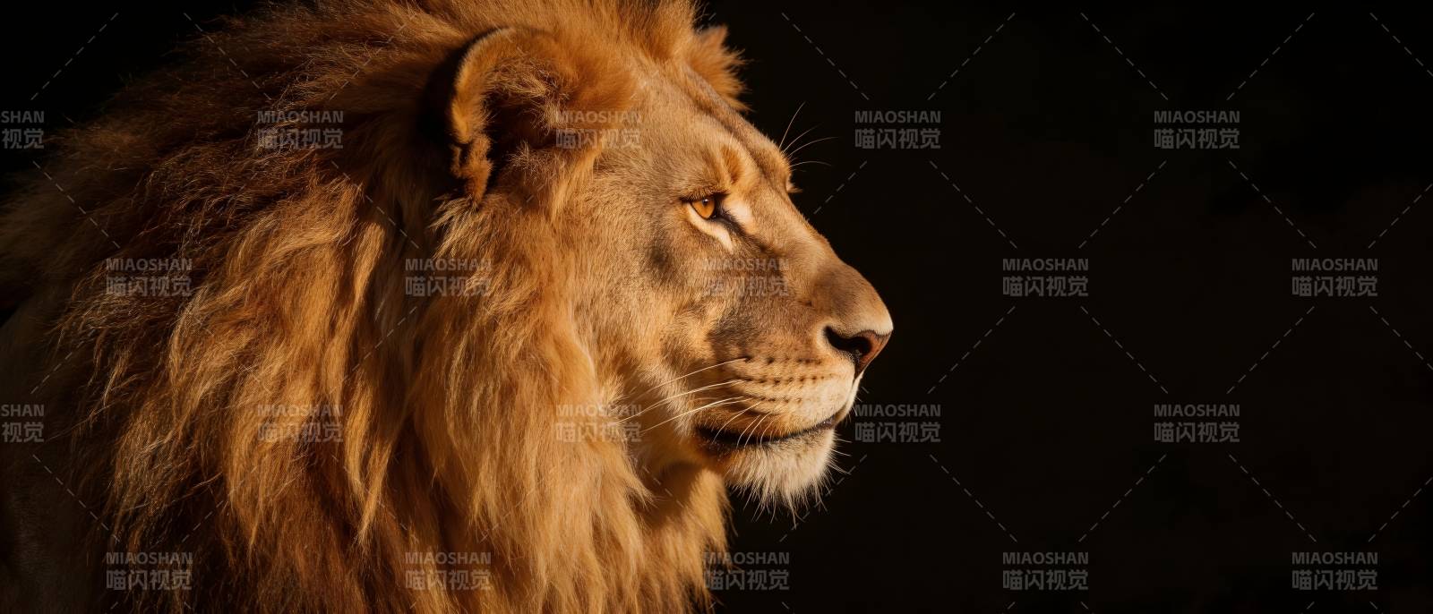雄狮侧影 威严凝视远方图片