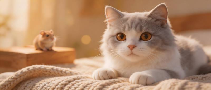 猫鼠同框 温馨午后时光图片