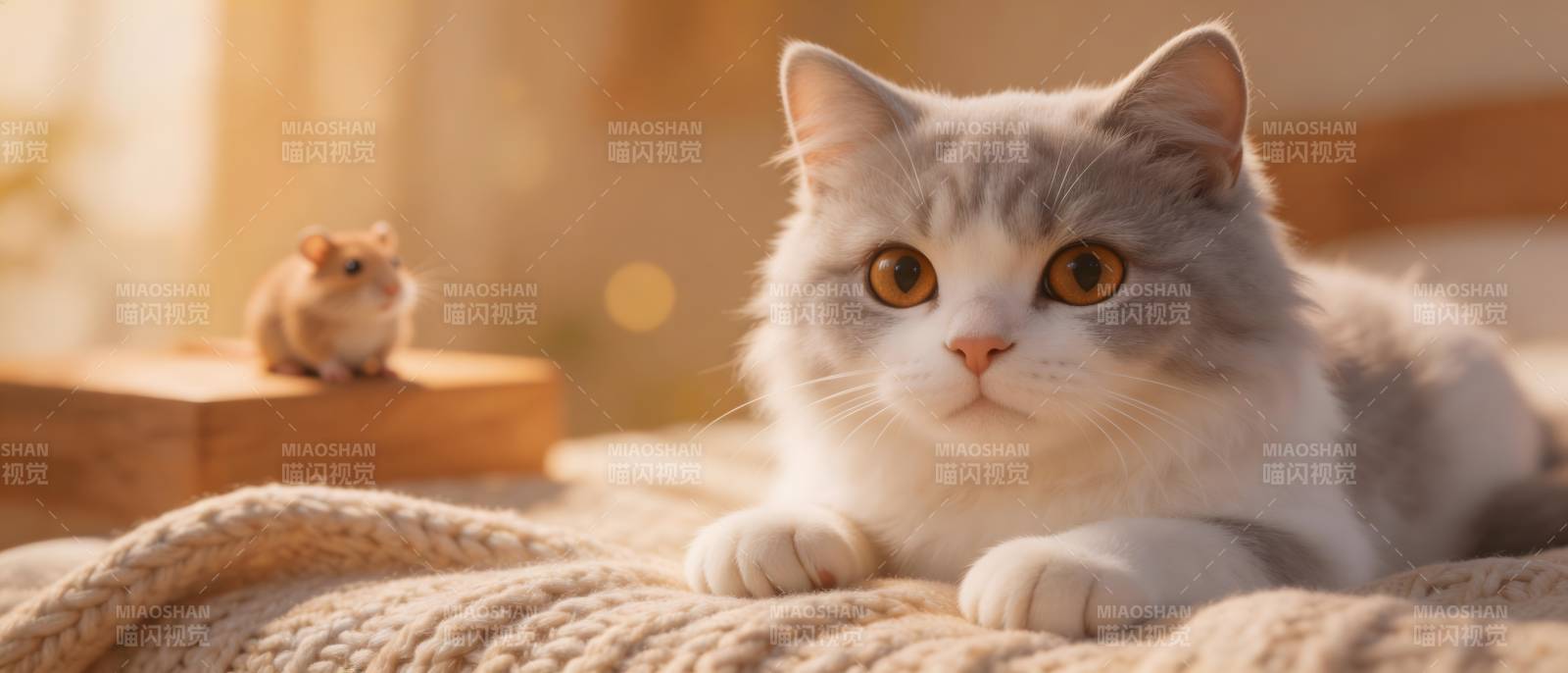 猫鼠同框 温馨午后时光图片