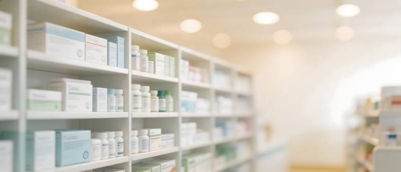 药房货架药品陈列整齐图片