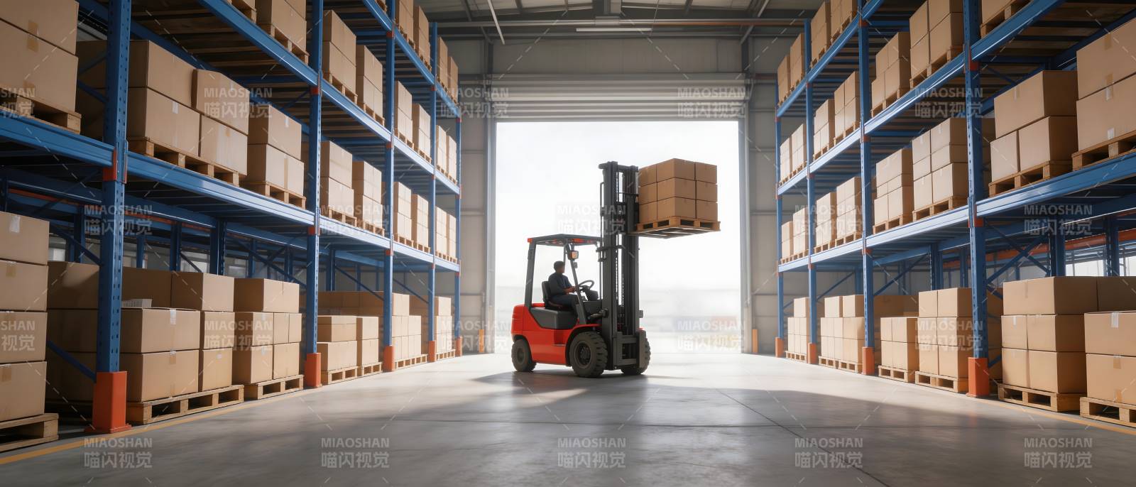 仓库叉车搬运货物图片