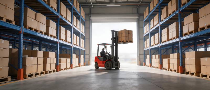 仓库叉车搬运货物图片