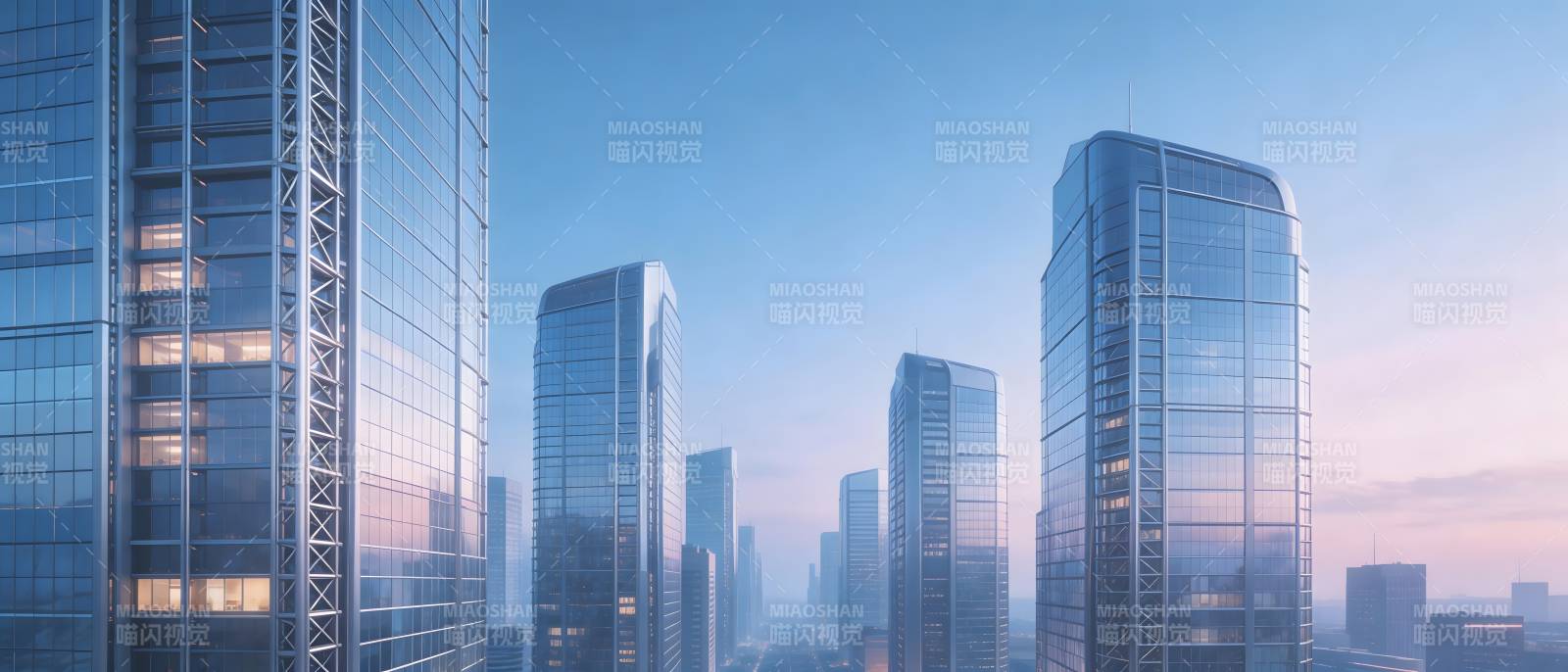 现代都市玻璃摩天楼群图片