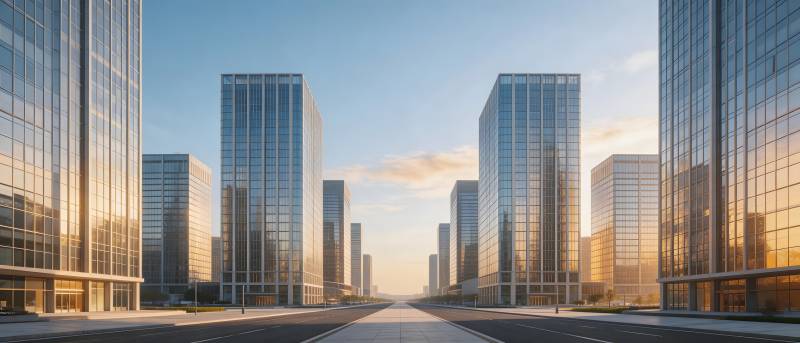 现代都市玻璃幕墙建筑群图片