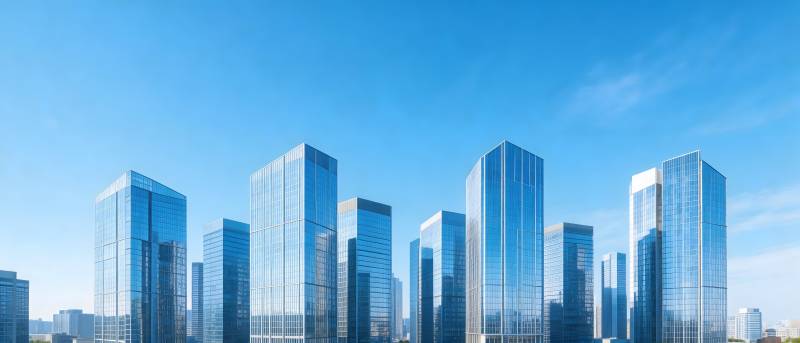 现代都市摩天楼群全景图片