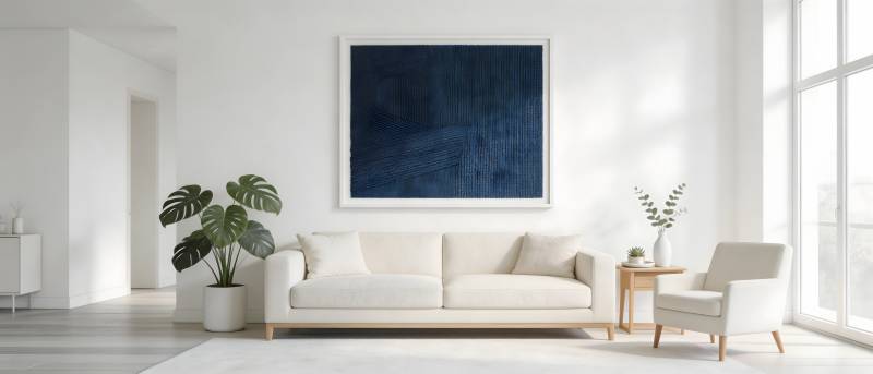 现代简约客厅 蓝画点睛图片