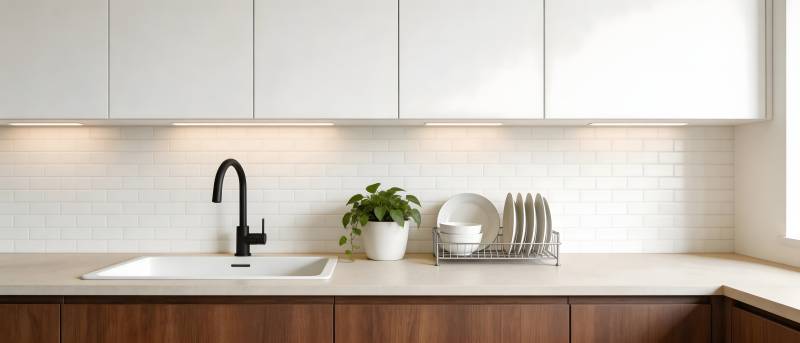 现代简约厨房一角图片