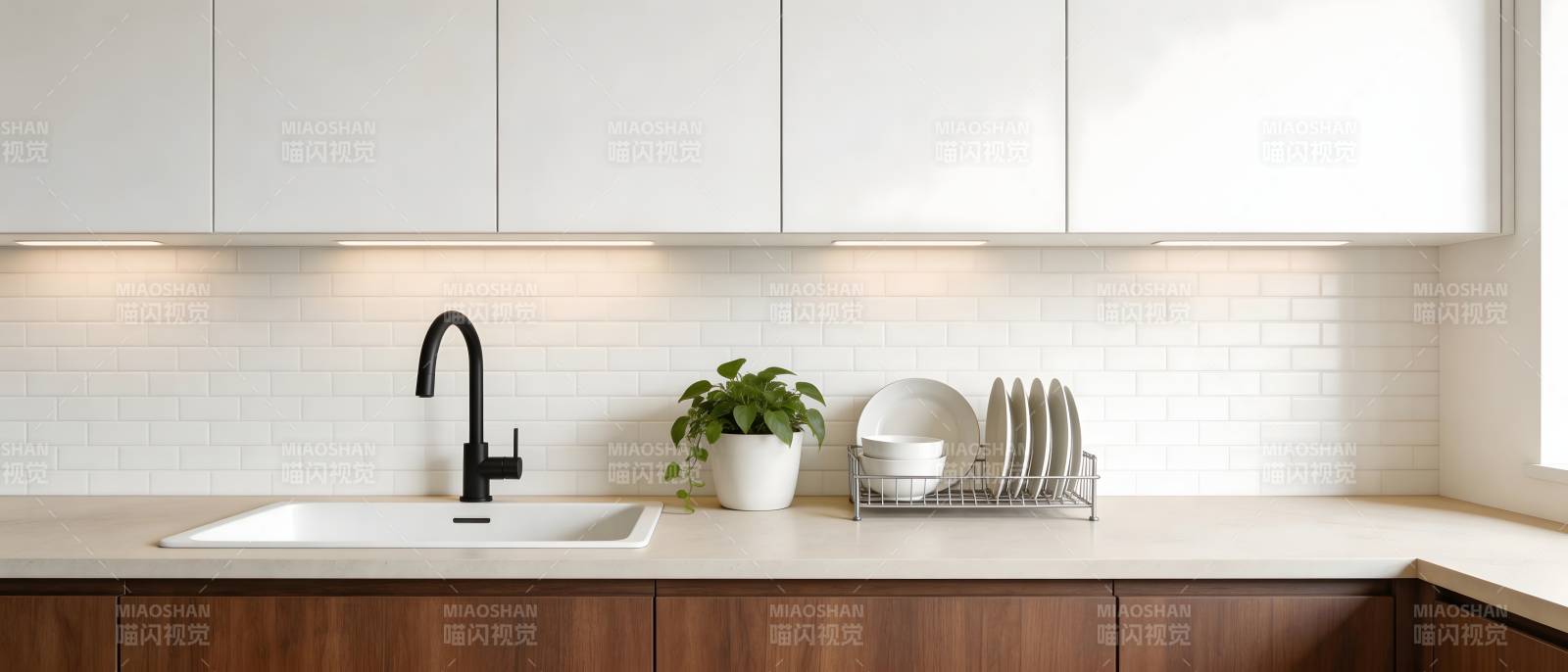 现代简约厨房一角图片