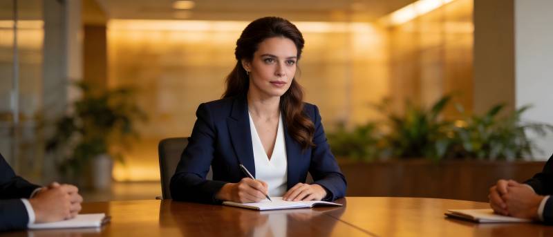 商务会议中专注记录的女性图片