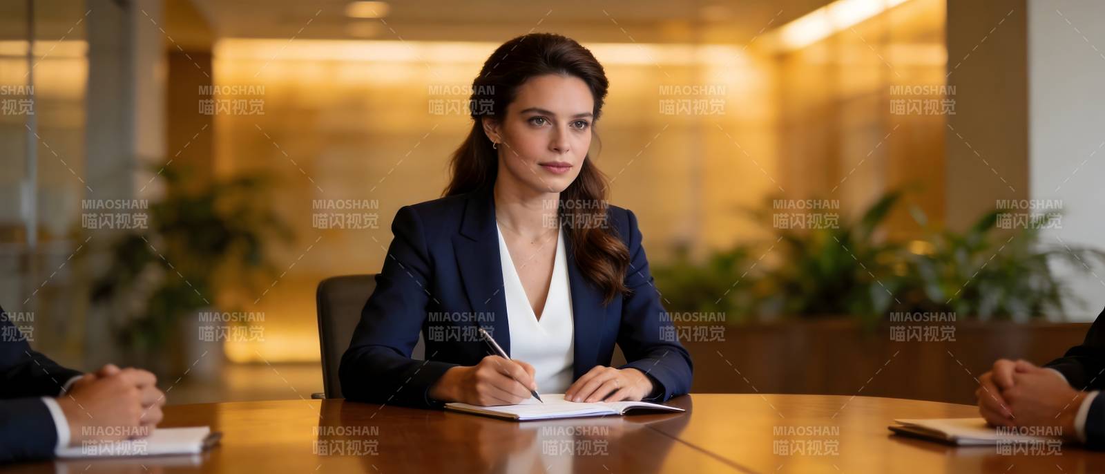 商务会议中专注记录的女性图片