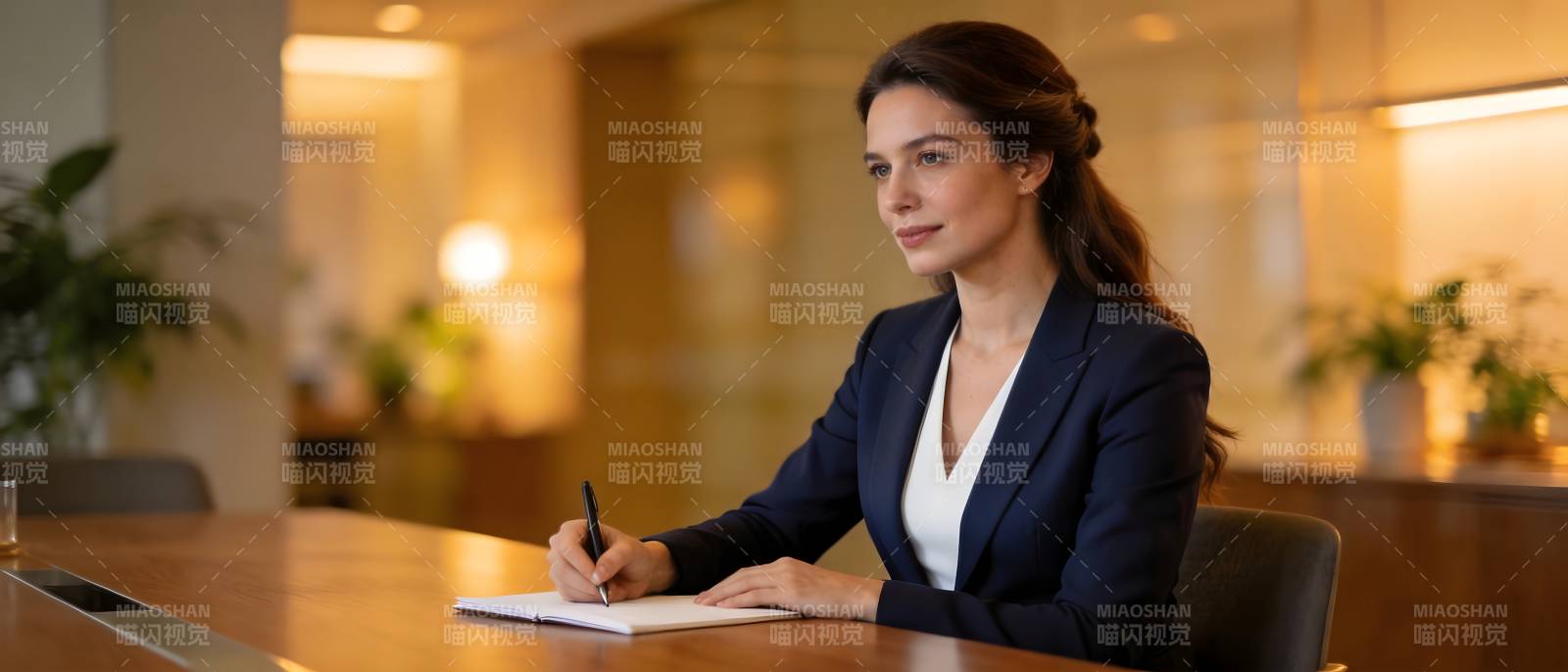 职场女性专注记录中图片