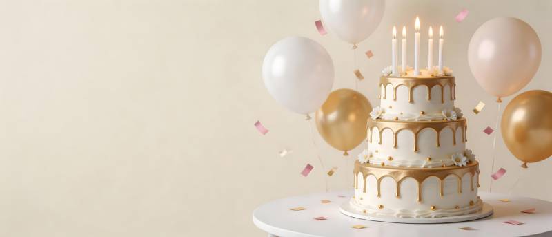 生日蛋糕配气球 温馨庆祝时刻图片
