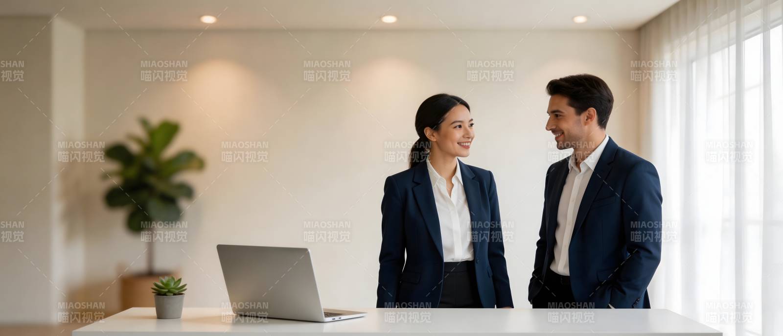 商务洽谈 微笑共赢图片