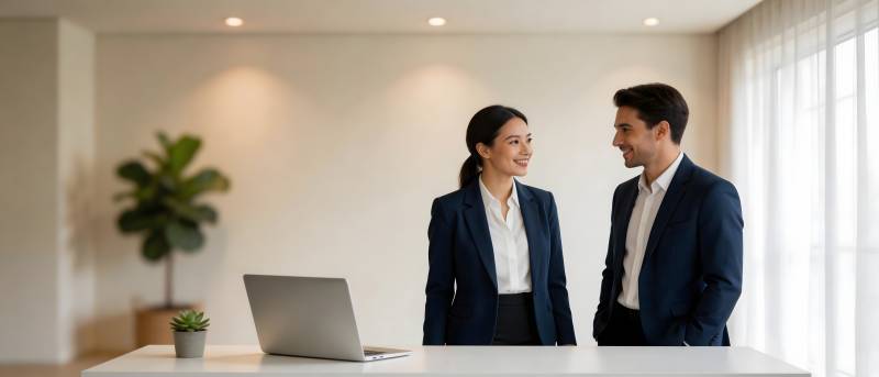 商务洽谈 微笑共赢图片