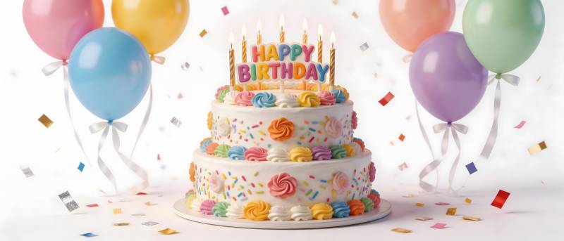 生日蛋糕配气球 欢乐庆生图片