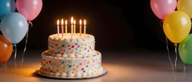生日蛋糕配气球 温馨庆生夜图片