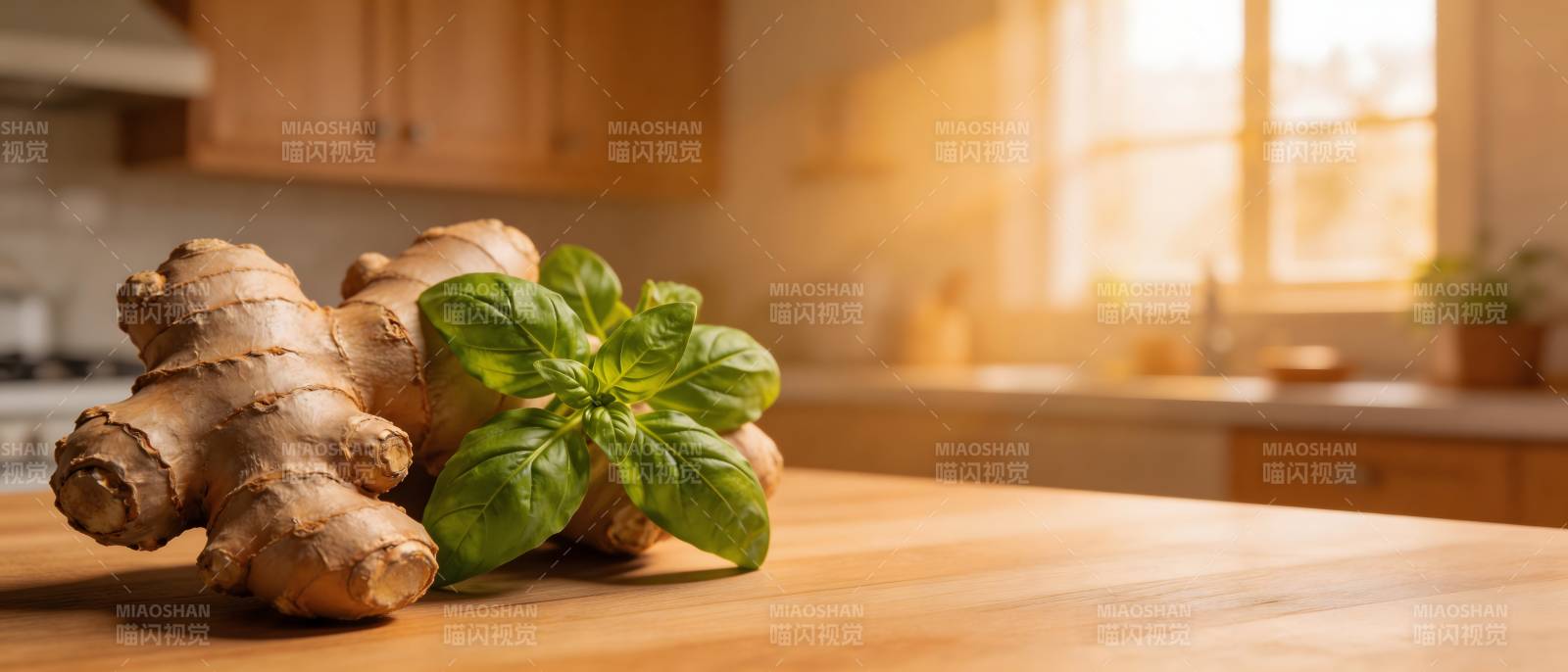 姜与罗勒 厨房暖意浓图片