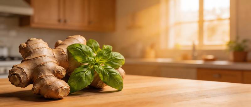 姜与罗勒 厨房暖意浓图片