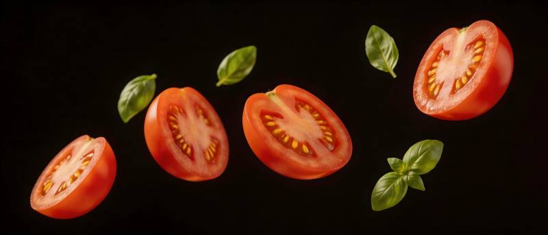 番茄罗勒空中飞舞图片