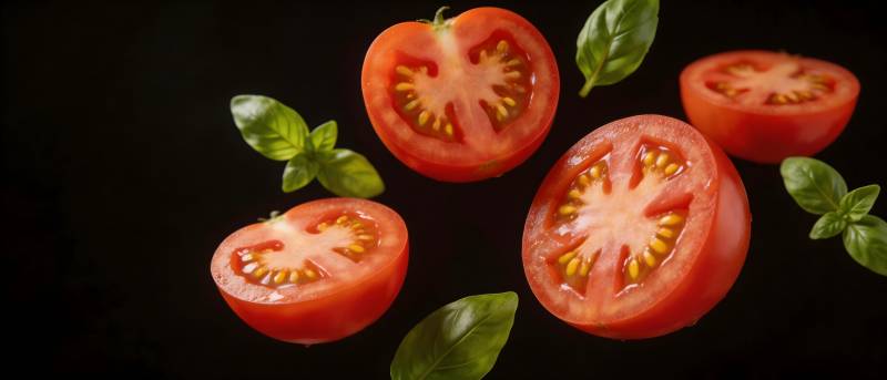 番茄罗勒 鲜红配翠绿图片