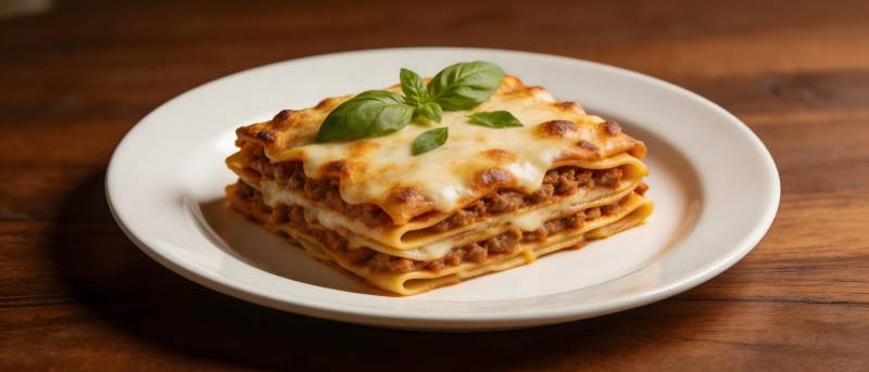 意式千层面配罗勒叶图片