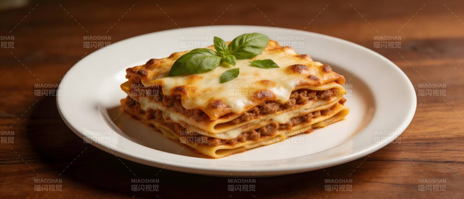 意式千层面配罗勒叶图片