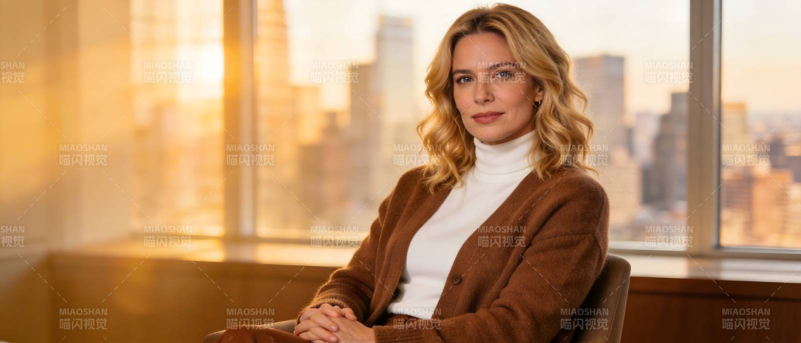 都市女性窗边沉思图片