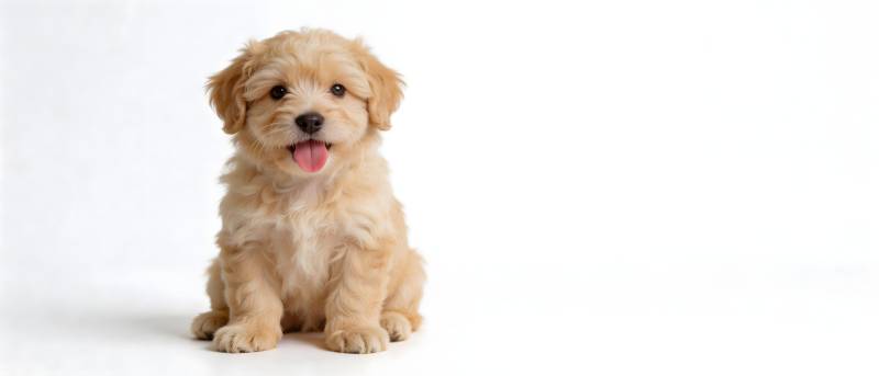 萌犬吐舌坐白底图片