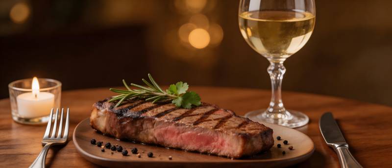 牛排配酒 烛光晚餐图片
