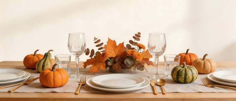 秋日南瓜餐桌布置图片