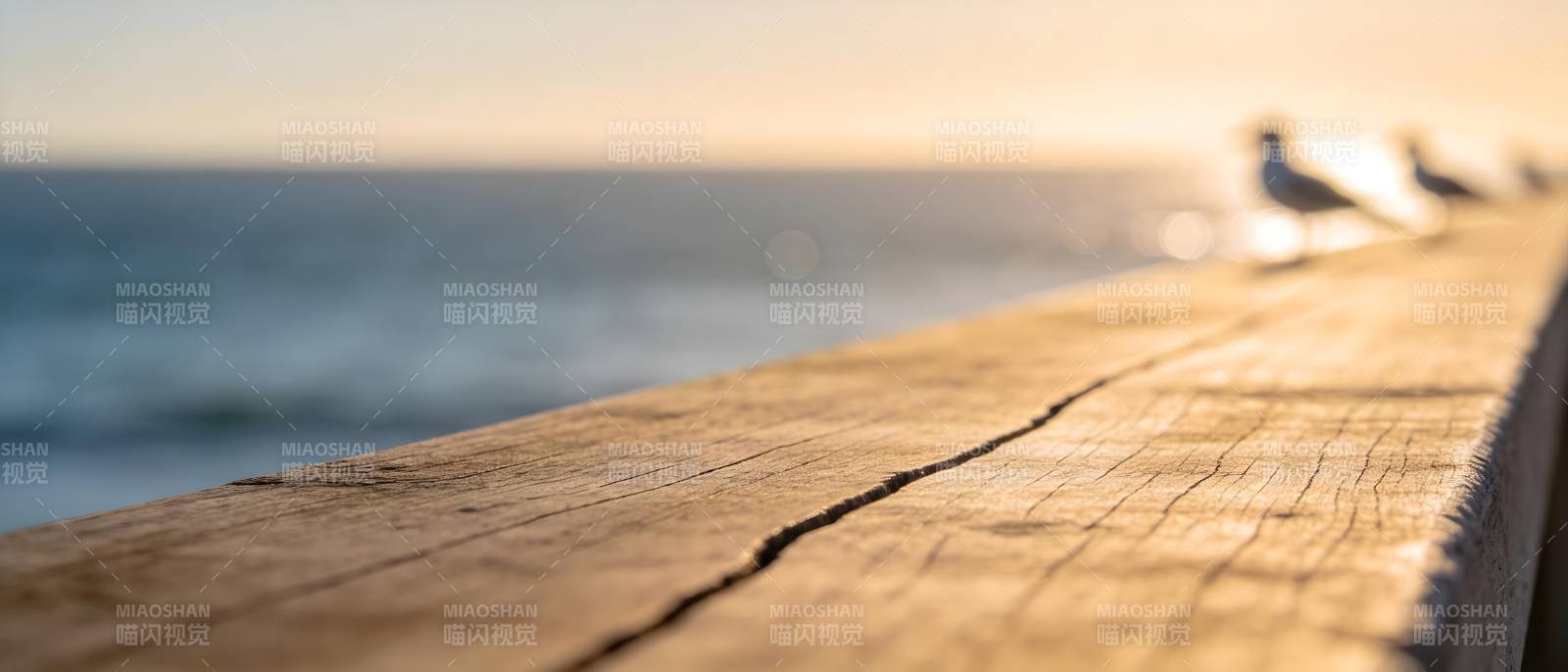 海边木栏 鸥影夕阳图片