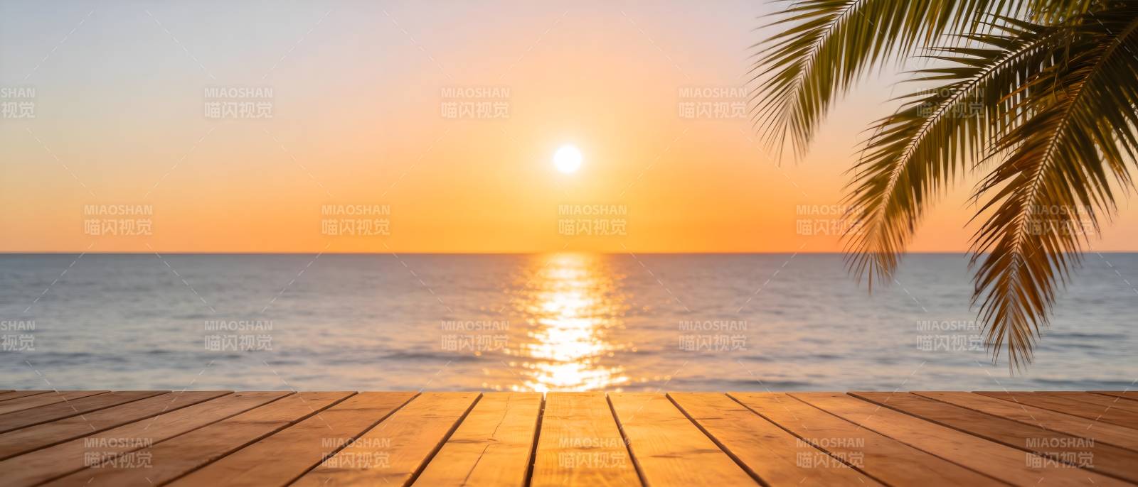 椰影夕阳 木台望海图片