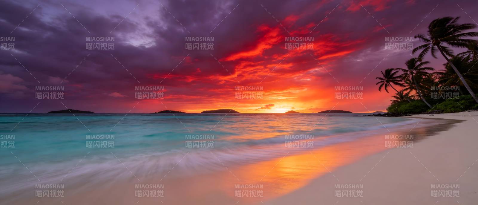 热带海滩日落美景图片