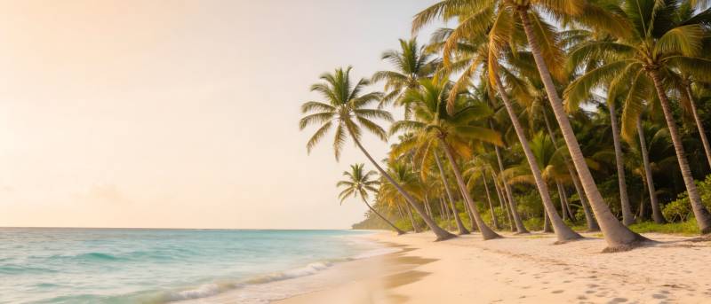 椰林海滩 夕阳温柔图片