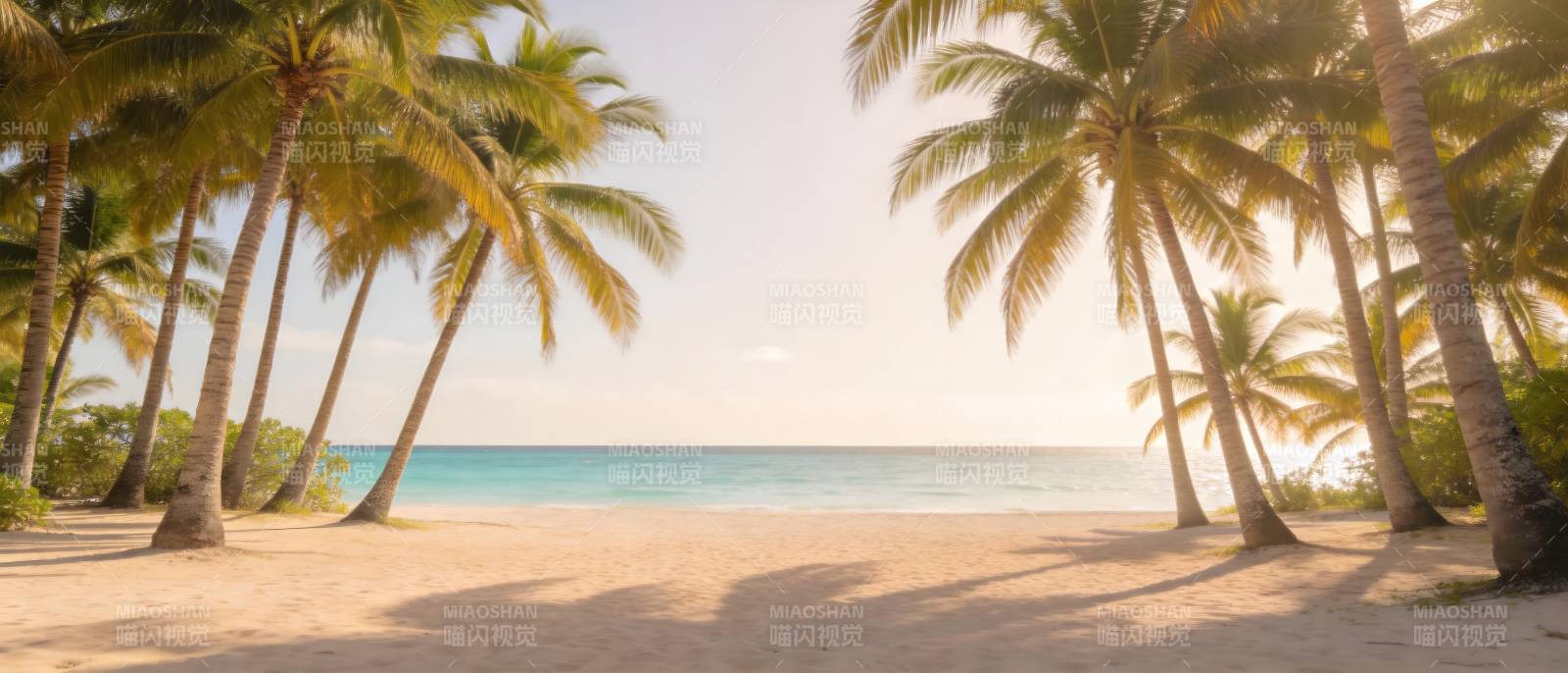 椰林沙滩 海天一色美景图片